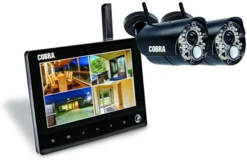 Cobra 4 Channel Wireless Surveillance System with 2 Cameras 7″ Monitor 63842